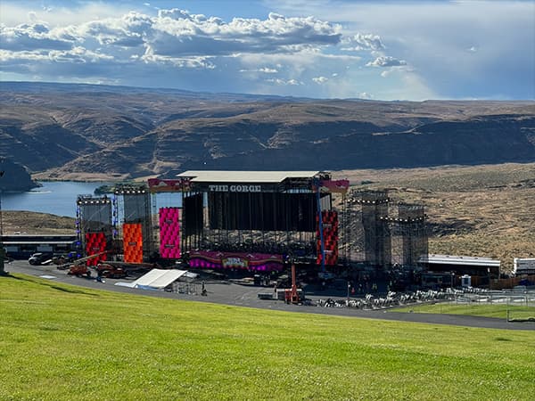 The gorge amphitheater being set up prior to an event.